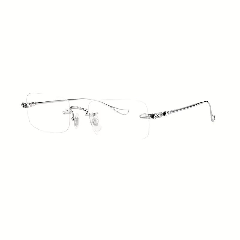 DIXSG Korrektionsbrille, randlos, Metall, rechteckig, Silber, Unisex - Bild 4