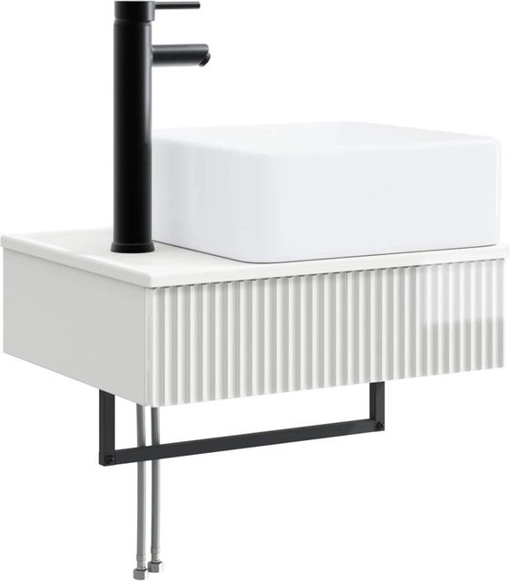 vidaXL Wandmontiertes Waschbecken in Weiß mit Hochglanz-Finish, B/T/H: 53 x 35 x 39 cm - Bild 1