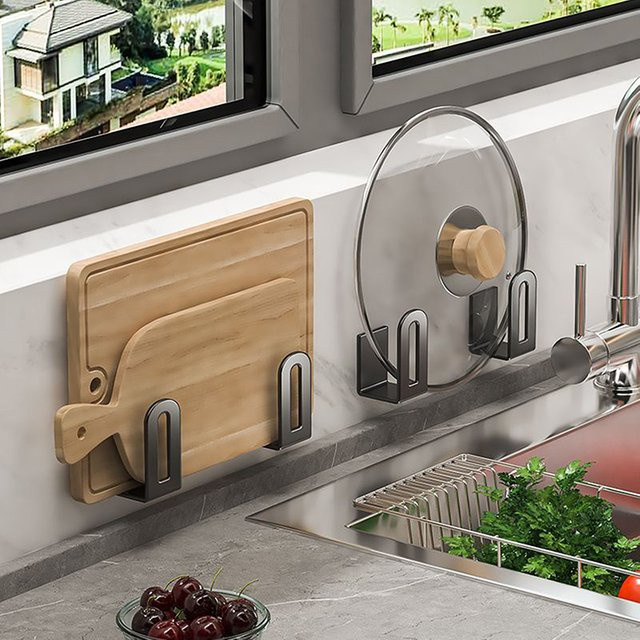 JINHF 2er-Set Multifunktionales Küchenregal aus Edelstahl in Grau zur Wandmontage für Spüle und Arbeitsplatte - Bild 1