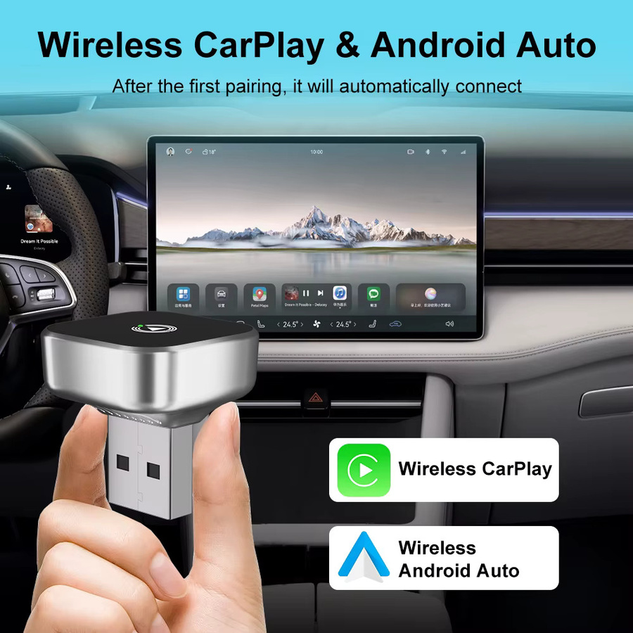 Flixivi CarPlay und Android Auto Wireless Adapter in Schwarz – Kabelloser Plug & Play Konverter für VW, Toyota, Nissan, Honda, Ford und Benz - Bild 4