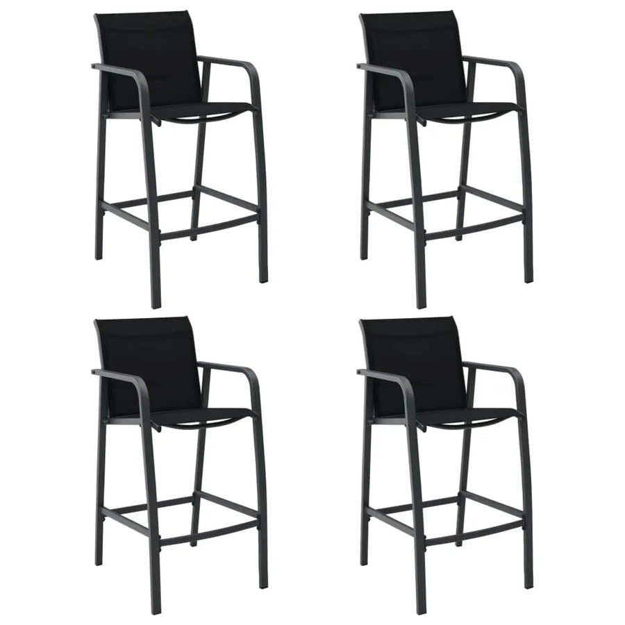 vidaXL Garten-Barstühle 4er Set Schwarz mit Textilene und Armlehnen - Bild 2