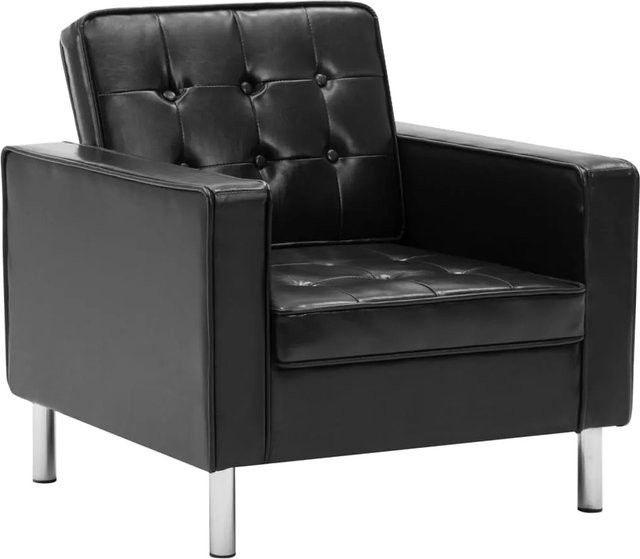 vidaXL Sessel Modell 5 in Schwarz aus Kunstleder im Chesterfield-Design mit Knopf-Tufting und Armlehnen - Bild 1