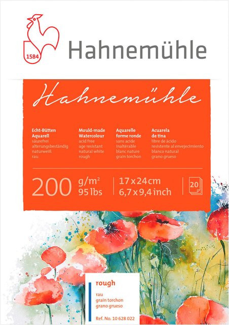 Hahnemühle Aquarellblock rau naturweiß 200g/m² 20 Blatt B: 17 cm, H: 24 cm - Bild 1