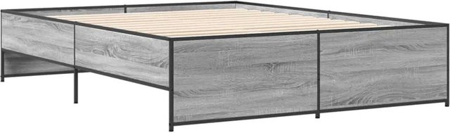 vidaXL Bettgestell aus Holzwerkstoff und Metall in Grau Sonoma, B/T/H: 140 x 200 x 40,5 cm - Bild 1