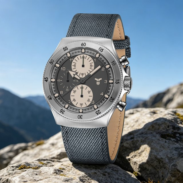 TYBERLEY Armbanduhr GMT, Quarz, Edelstahl, Saphirglas, Textil, Herren - Bild 1