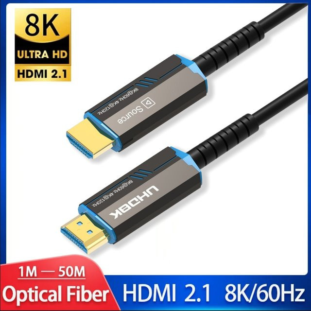 FDBOY HDMI 2.1 Glasfaserkabel in Schwarz mit 48 Gbit/s für 8K@60Hz und 4K@120Hz/144Hz, unterstützt eARC und HDCP 2.2 & 2.3 für TV, Projektor, Xbox und PS5 - Bild 1