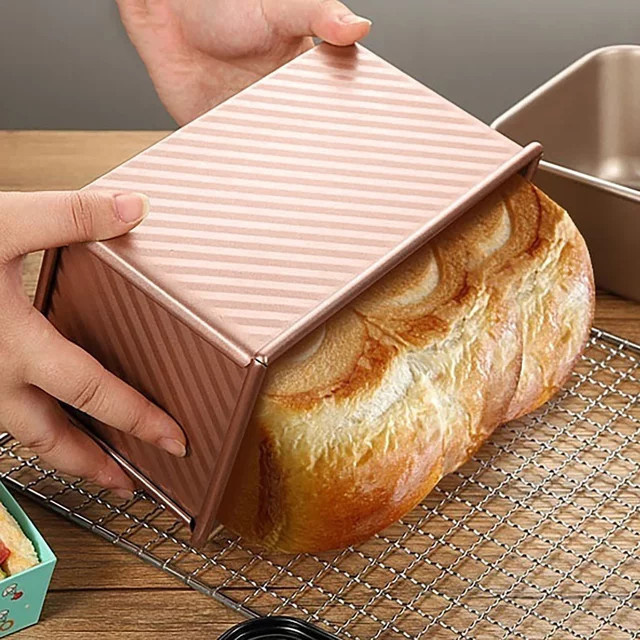 JAOER Pullman Brotbackform aus Stahl mit Deckel, rechteckige Toastbrotform in Pink, antihaftbeschichtet - Bild 1