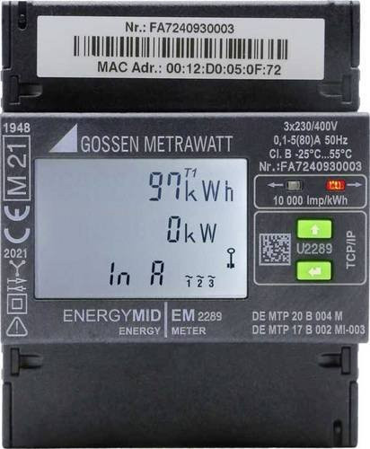 Gossen Metrawatt U2289-V047 Digitaler Drehstromzähler 80A in Grau - Bild 1