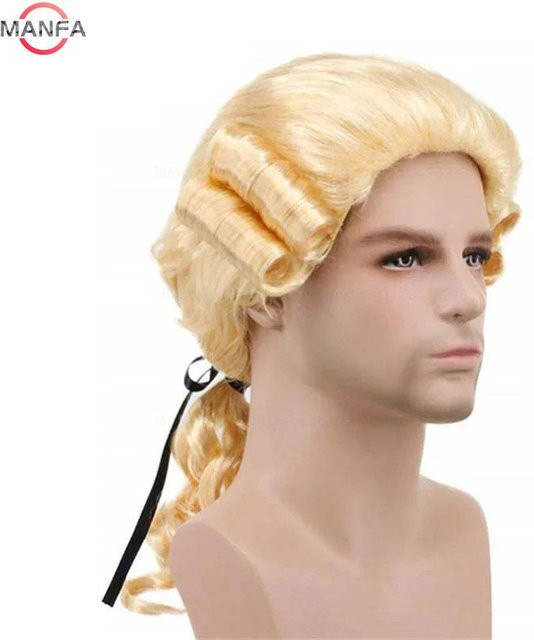 Anwalt Richter Barock Perücke, Lockig, Grau Weiß Schwarz, Synthetisches Haar, Unisex - Bild 1