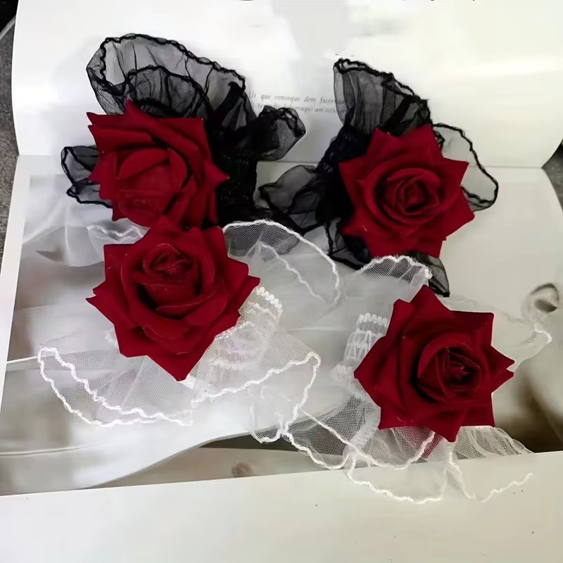 Armband und Halskette mit Rosenglocken-Anhänger, Rot, Damen - Bild 3
