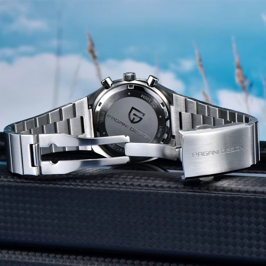 PAGANI DESIGN Chronograph, Edelstahl, Silber, Herren, Quarz, Saphirglas - Bild 4