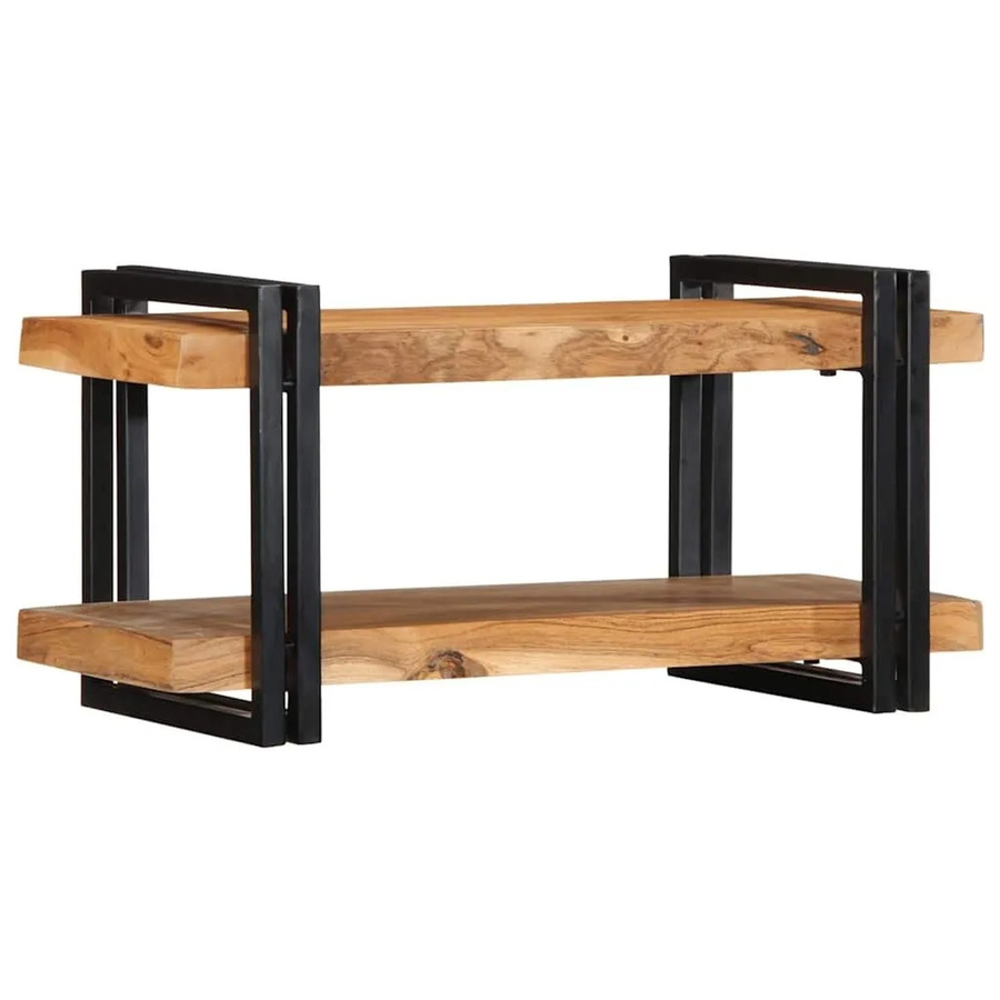 vidaXL Wandregal aus Massivholz Akazie und Metall im Industrial Design, Braun, B/T/H: 70 x 33 x 35 cm - Bild 2