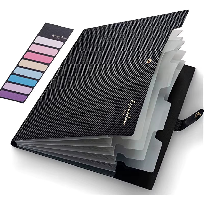 Fächermappe mit 5 Taschen für Dokumente im A4-Format, pinker Papier-Organizer aus Kunststoff für Schule und Büro - Bild 6