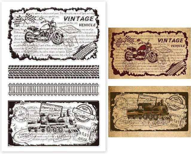 Retro-Fahrzeug Silikonstempel in Transparent für die Gestaltung von Karten und Fotoalben - Bild 1