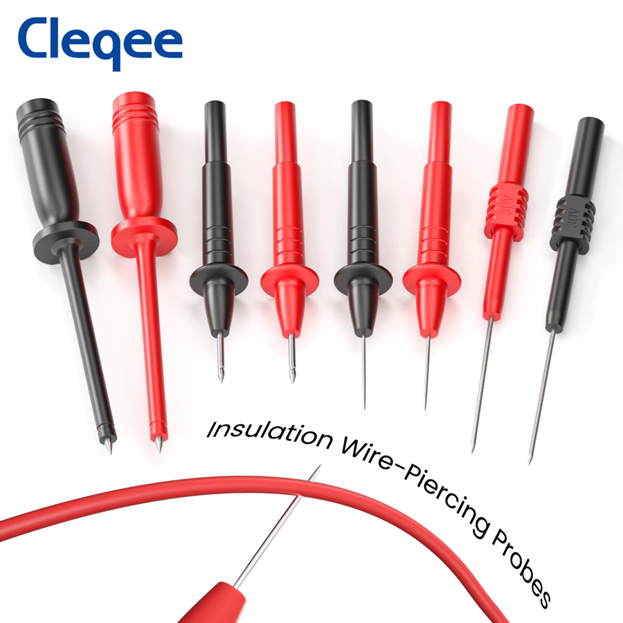 Cleqee P1925 Silikon-Multimeter-Messleitungen-Set mit Prüfspitzen, Krokodilklemmen und Zubehör in Rot - Bild 2