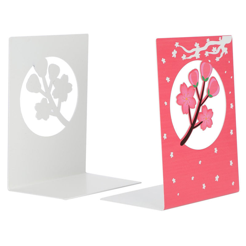 GoolRC Metall-Buchstützen Sakura in Rosa mit floralem Design, 2 Stück - Bild 3