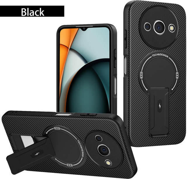 Xiaomi Redmi Poco C61 Handyhülle mit magnetischer Halterung und Schutz-Rückabdeckung in Schwarz oder Braun - Bild 1