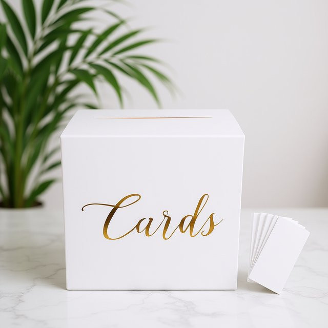 Hochzeitskartenbox aus Papier in Weiß für Hochzeitsgrüße und Geldsammlungen - Bild 1