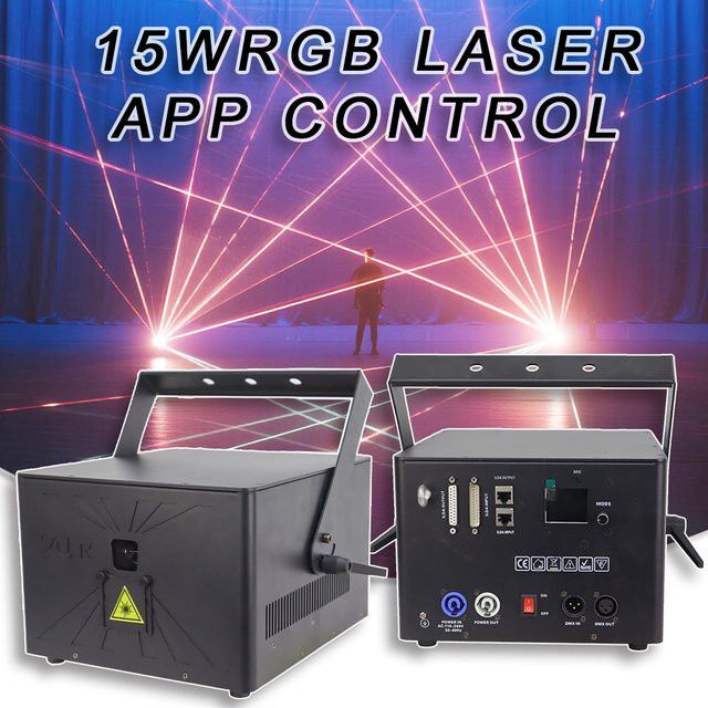 Yuer RGB Laser-Strahlenprojektor mit Bluetooth und App-Steuerung, 15W Party-Disco-Beleuchtung in Schwarz, Multicolour - Bild 1