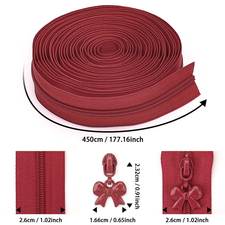 Changsons Set aus Nylon-Reißverschlüssen und Reißverschlussgriffen im Bogen-Stil aus Kunststoff, 5 Yards und 10 Griffe - Bild 5