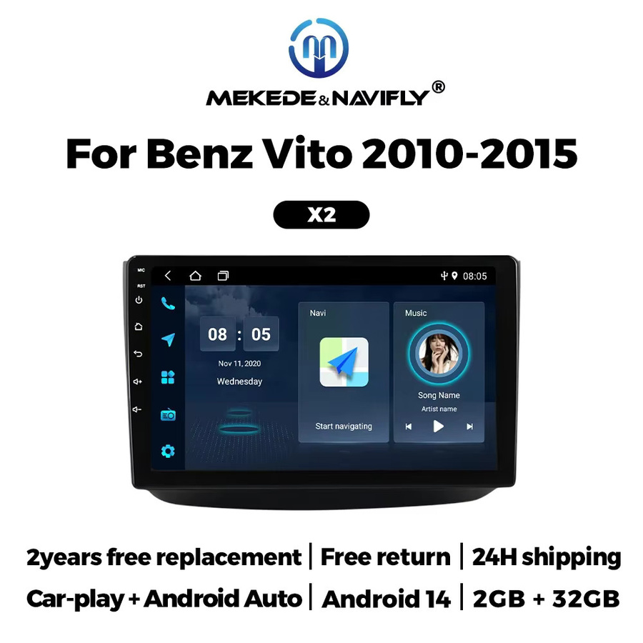 NAVIFANS 10 Zoll Autoradio für Mercedes-Benz Vito 2 W639 (2011-2015) mit Wireless CarPlay, GPS Navigation und WiFi, Schwarz - Bild 2