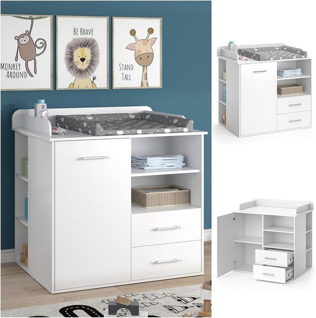 Vicco Wickelkommode Lea Wickeltisch mit Wickelaufsatz und Schubladen in Weiß - Bild 1