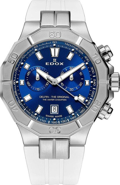 Edox Chronograph, Edelstahl, Quarz, 43 mm, Herren, Blau - Bild 1