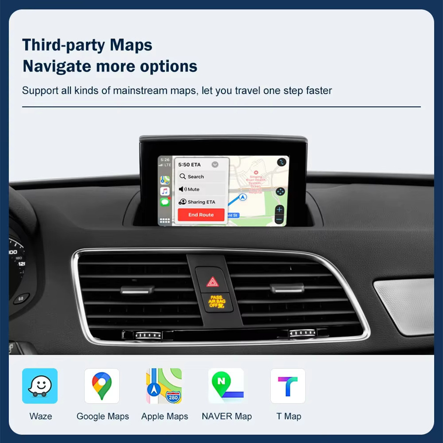CARABC Wireless CarPlay und Android Auto mit AirPlay Mirror Link für Audi A1 Q3 2012–2018 MMI 2G/3G HN+ RMC in Schwarz - Bild 4