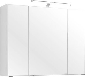 HELD MÖBEL Spiegelschrank Portofino in Weiß mit LED-Beleuchtung und Regalen, Höhe: 64 cm, Breite: 80 cm, Tiefe: 20 cm - Bild 1