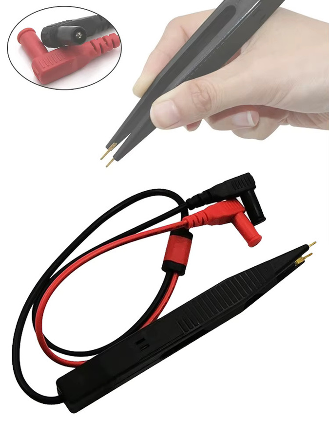Chip Test Clip Multimeter Sonde und Pinzette für SMD Kapazität und Induktivität, Kunststoff Zubehör in Schwarz - Bild 3