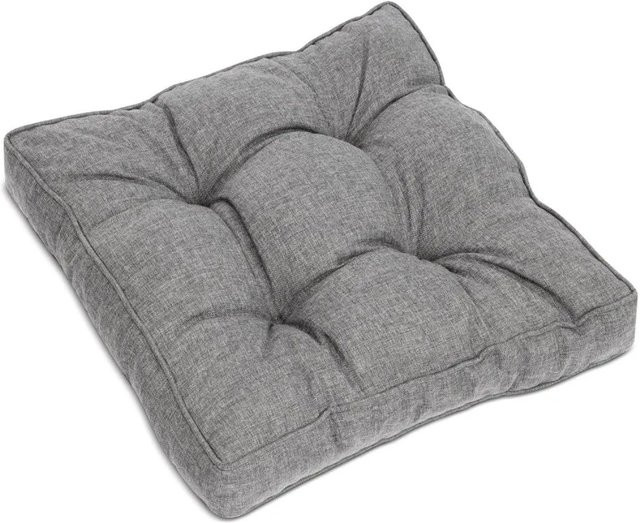 Beautissu Beauflair Loungekissen Outdoor Sitzkissen mit PU-Schaumstoffflocken, Hellgrau, B/T/H: 50 x 50 x 10 cm - Bild 1