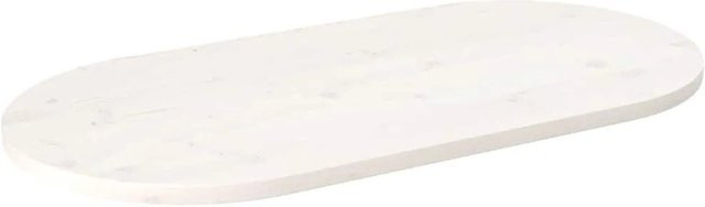 vidaXL Tischplatte aus Massivholz Kiefer, Oval, Weiß lackiert, B/T/H: 90 x 45 x 2,5 cm - Bild 1