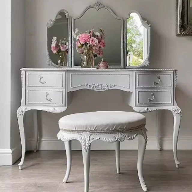 DUTRIEUX Make-Up Tisch und Kommode aus Holz in Weiß im modernen Nordic-Design - Bild 1