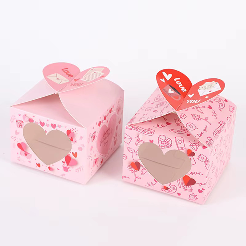 Rosa Candy Box aus Papier mit Herz-Design für Schokolade und Geschenke bei Hochzeiten, Geburtstagen oder Partys - Bild 2