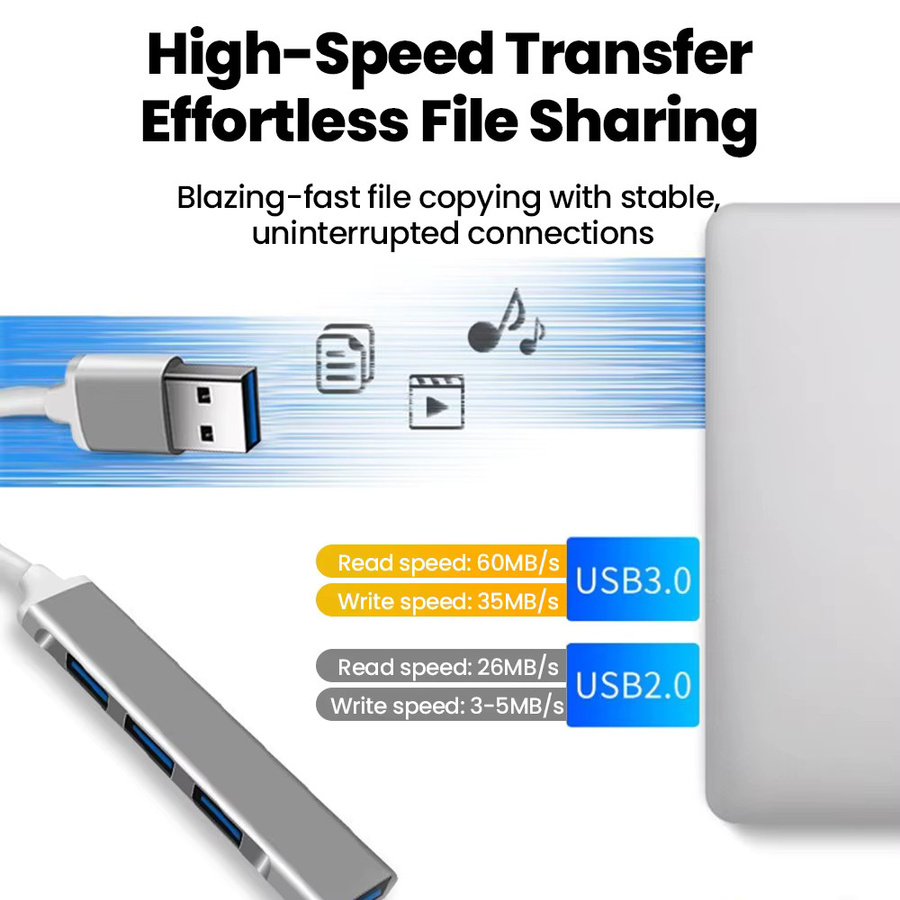 4-in-1 Typ-C USB Multifunktions-Hub Dockingstation Multiport OTG Splitter Adapter in Silber für PC Notebook MacBook - Bild 3