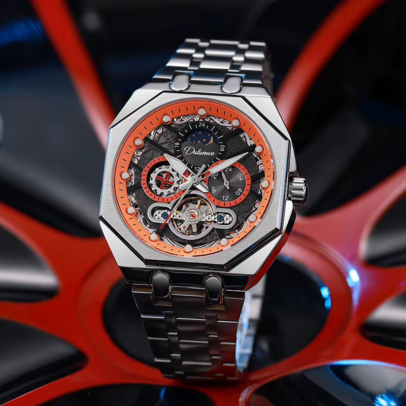dulunwe Armbanduhr Automatik, Edelstahl, Schwarz, Herren - Bild 2