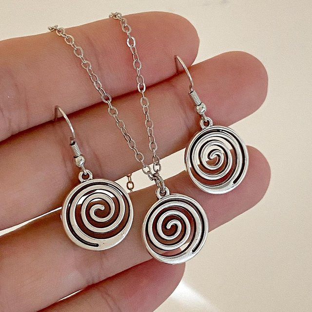 YULIN Halskette und Ohrringe, Silber, Unisex, Vintage, Pentagramm - Bild 1