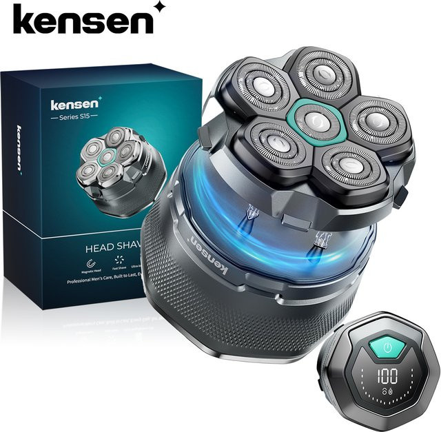 KENSEN Elektrorasierer für Herren, Nass-/Trockenrasierer, Schwarz - Bild 1