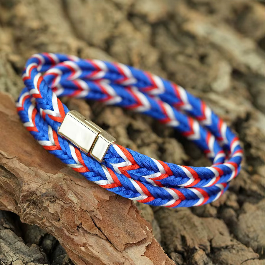 Armband, PU-Leder, dreilagig geflochten, magnetische Schnalle, Unisex, Bunt - Bild 3