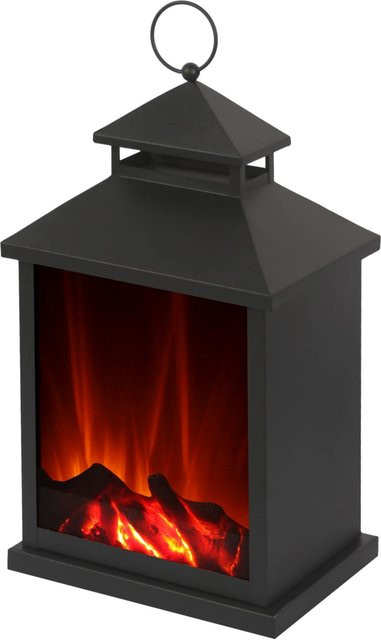 El Fuego Elektro-Laterne AY 550 mit Flammeneffekt in Schwarz aus Metall, B/T/H: 37,0 x 22,0 x 16,4 cm - Bild 1