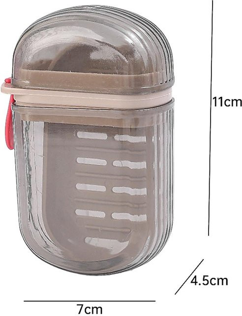 Tragbare Seifenschale mit Deckel und Ablaufsystem von Yiran Furniture, grau und transparent, B/T/H: 11 x 7 x 4,5 cm - Bild 1