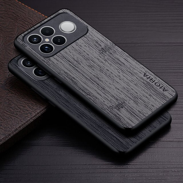 Lederhülle mit Bambus-Holzmuster für Xiaomi Poco F8 Ultra Pro und Poco F8 Ultra in Blau - Bild 1