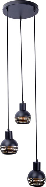 Näve Pendelleuchte Casco 3er-Set Schwarz Metall Retro Style Durchmesser: 25 cm, Höhe: 120 cm - Bild 1