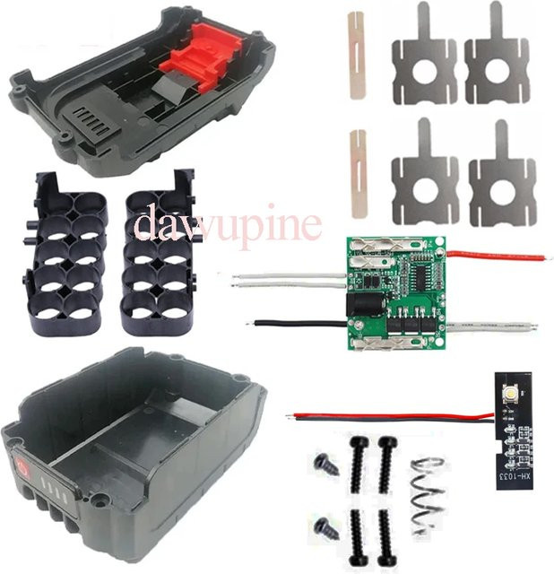 Dawupine 21V Lithium-Ionen-Akkugehäuse mit BMS Box Shell und 10x 18650 Haltergehäuse für Elektrowerkzeuge und Winkelschleifer - Bild 1