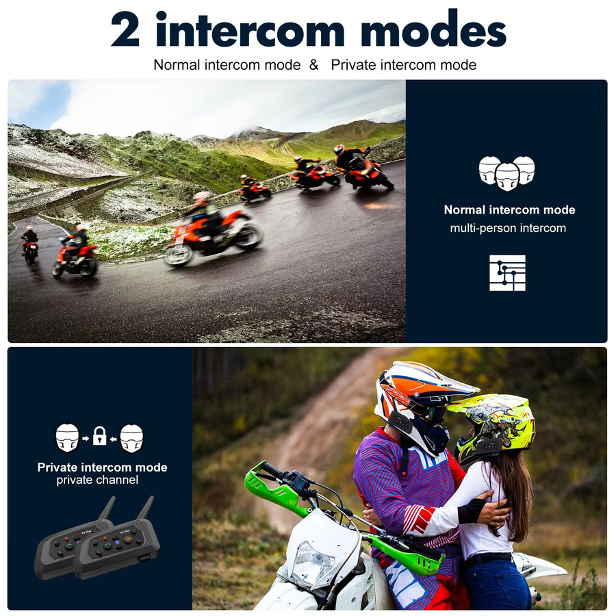 XiNowy V6 Plus Motorradhelm Bluetooth-Headset in Schwarz mit IP65 Wasserdichtigkeit, Geräuschunterdrückung, Typ-C und Mehrgruppen-Chat-Funktion - Bild 4