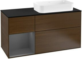 V&B Waschtischunterschrank Finion in Anthrazit mit Walnuss, Breite: 120 cm, Tiefe: 50,1 cm, Höhe: 50,1 cm - Bild 1