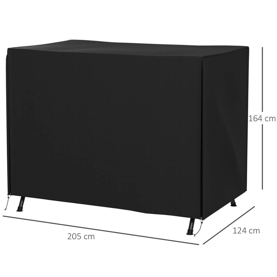 Outsunny Schutzhülle für 3er Hollywoodschaukel aus Polyester, Wasserabweisend und UV-Beständig, Schwarz, B/T/H: 205 x 124 x 164 cm - Bild 5