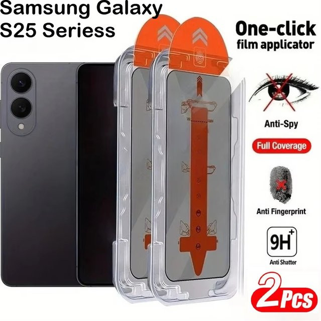 2-teiliges Privacy Displayschutzfolie aus gehärtetem Glas für Samsung Galaxy S26 Ultra, S25, S24 Plus, S23, S22, S21 mit staubfreier Installation und transparentem Sichtschutz - Bild 1