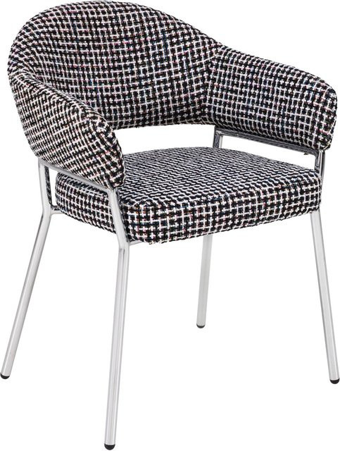 Premium Living Sessel Coco mit abstraktem Muster in Multicolor und Chromfarbenem Metallgestell - Bild 1