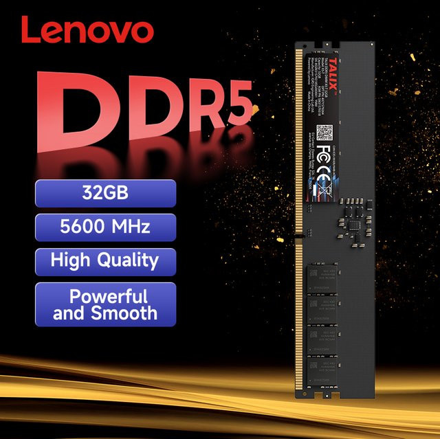 Lenovo TALIX DDR5 RAM 32 GB 5600 MHz UDIMM Desktop-Speicher Schwarz - Bild 1